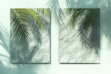 Tropical Whispers A Duo of Tranquil Scenes with Palm Frond Shadows and Light