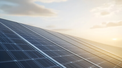 Solar panels against a bright sky, generating renewable energy. Capturing a moment of sustainable technology