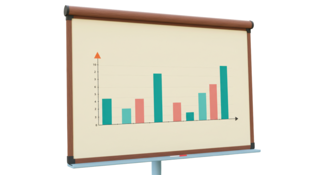 Isolated Presentation Board with Bar Graph