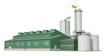 Isolated Green Industrial Building