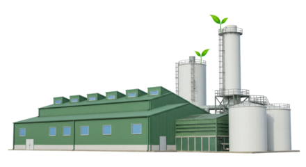 Isolated Green Industrial Building