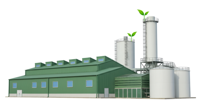Isolated Green Industrial Building
