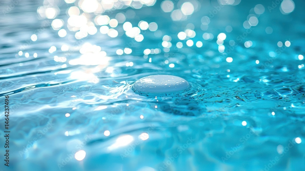 Poster sparkling water surface with a circular float