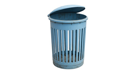 Isolated Blue Plastic Trash Can