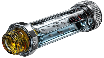 Isolated on white, a metal LED flashlight is a useful electric tool for lighting