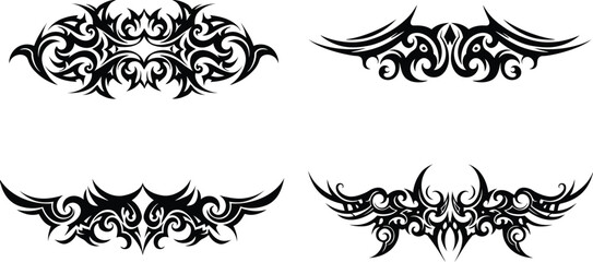 Intricate Tribal Tattoo Motifs for Logo and Decoration
