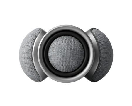 Innovative gray speaker design isolated on transparent background, png