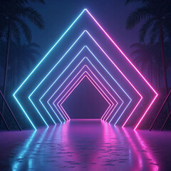 Fototapeta premium Neon Minimalist Background with Futuristic 3D Design Elements