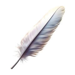 Fototapeta premium Stylized, close-up digital graphic of a single, white feather resting on a textured surface, likely a book or desk.
