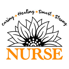 Sunflower nurse caring healing smart strong design