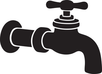 Water faucet silhouette vector, Faucet icon vector, Water Faucet or tap icon silhouette vector 