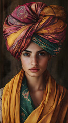 Mystical Serenity: A Turban Wrapped in Cultural Richness and Personal Identity, Embracing Harmony and Contemplation