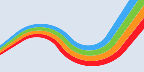 Obraz premium Abstract colorful 70s background vector. Vintage retro wallpaper with rainbow stripes and wavy lines. A 1970 color illustration suitable for posters, banners, decorative items and wall art.