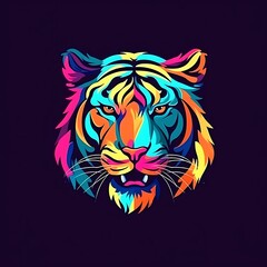 Colorful Tiger Head Portrait. (5)