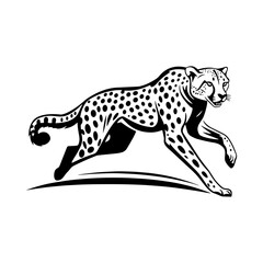 Obraz premium Cheetah Sprint: A sleek and powerful cheetah captured mid-sprint in dynamic illustration, embodies agility and speed in its purest form. 