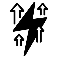 Fototapeta premium Icon of Upward Arrows and Lightning Bolt
