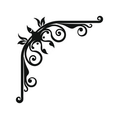 Vintage flourish corner silhouette vector illustration. ornate decoration, baroque design element, elegant frame detail