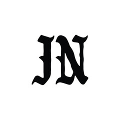 Fototapeta premium JN monogram logo design letter text name symbol monochrome logotype alphabet character simple logo