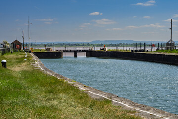 The harbour entrance at Lydney with berthing bollards