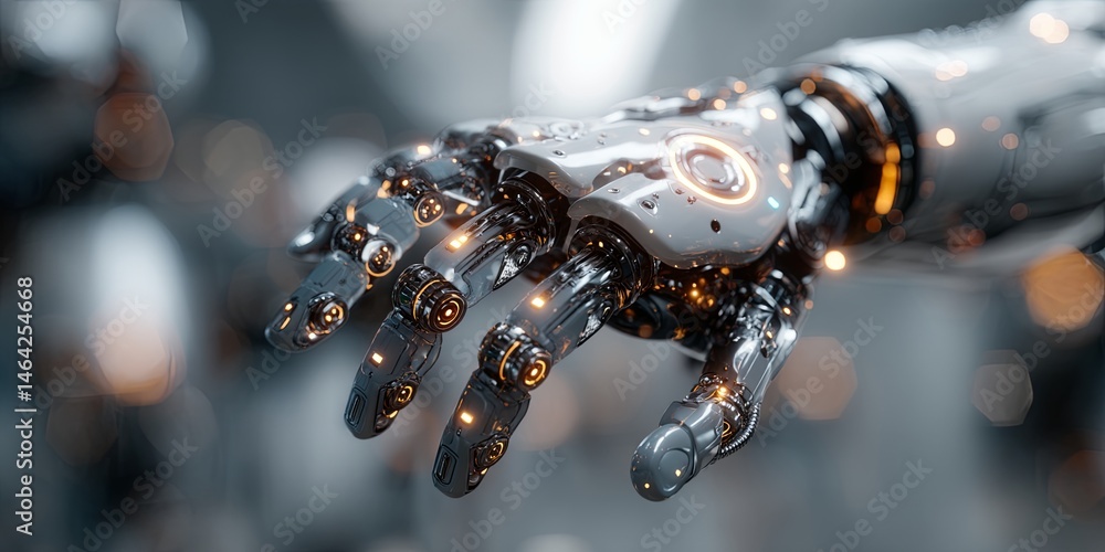 Aufkleber Futuristic Technology Concepts in Machine Learning and Automation with Data Analysis Interface and Focus on User Interaction in Modern Workspace