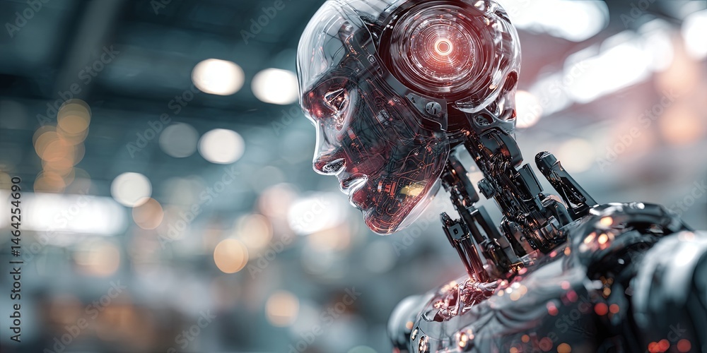 Leinwandbilder Futuristic Technology Concepts in Machine Learning and Automation with Data Analysis Interface and Focus on User Interaction in Modern Workspace