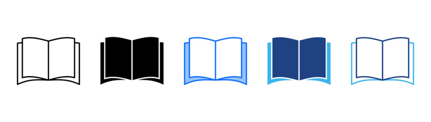 Open Book Icon Set With Multiple Style Collection 