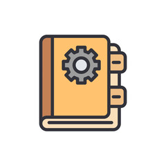 Technical documentation or user guide representation with gear element