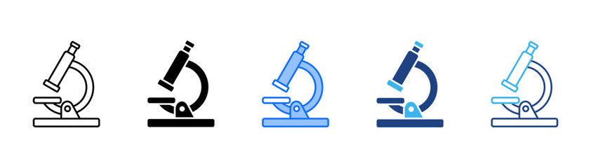 Microscope Icon Set With Multiple Style Collection 