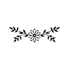 Floral divider line silhouette vector illustration. elegant decorative botanical border, vintage ornament, floral design element