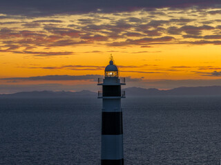 Faro de Artrutx situado en extremo suroccidente de la Isla de Menorca, Baleares España.