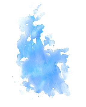 Watercolor paint spot on white background. Abstract paint spot, bright, juicy, expressive