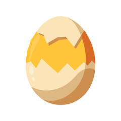 Cracked egg vector illustration. broken egg with yolk, raw egg clipart, food ingredient element, breakfast cooking graphic