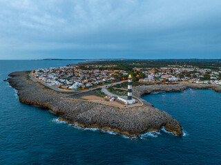 Faro de Artrutx al atardecer en Menorca, Islas Baleares