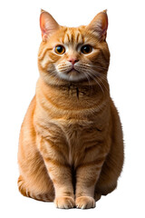 Obraz premium Cute British orange cat sitting, isolated on transparent background