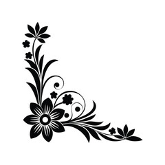 Abstract floral corner silhouette vector illustration. elegant floral design, decorative corner, ornamental border, vintage style, floral artwork