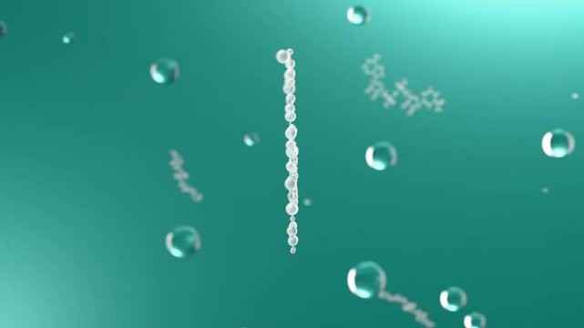 Nicotinamide adenine dinucleotide molecular structure in NAD solution. Concept of anti-aging therapy and life extension. 3d loop animation.