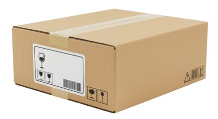 Isolated Cardboard Box with Glassware Symbols