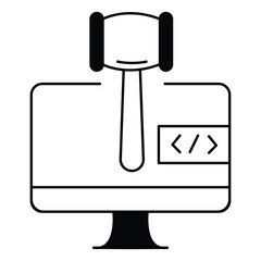 Obraz premium Cybersecurity and Legal Compliance Cybercrime Law vector Icon design