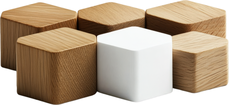 Unique Wooden Blocks Arrangement