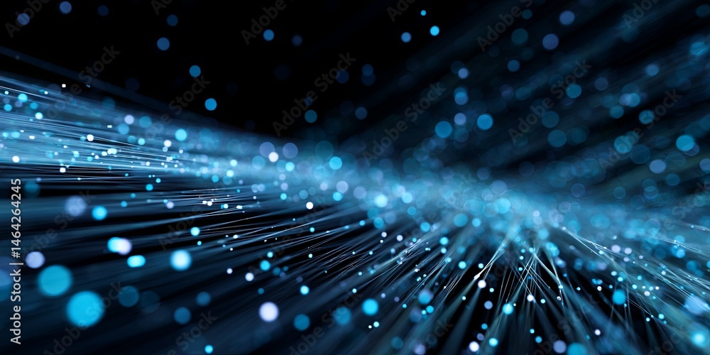 Poster Abstract Digital Background with Blue Light Rays and Particle Effects Representing Technology, Data Flow, and Cyber Connectivity in a Modern World