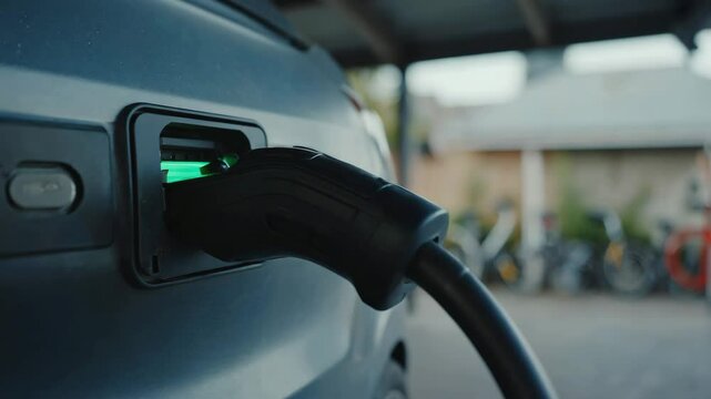 EV charging close-up at outdoor station