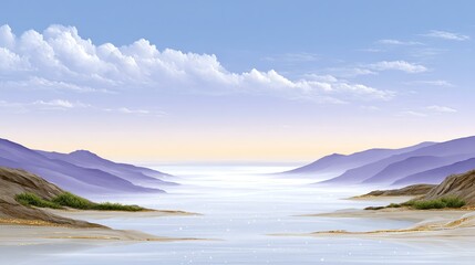 Fototapeta premium Serene Coastal Mountain Vista