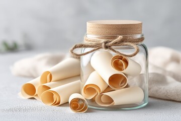 Mini Glass Jar Filled With Love Scrolls Offers a Charming Decor Piece for Romantic Settings and Thoughtful Gifts