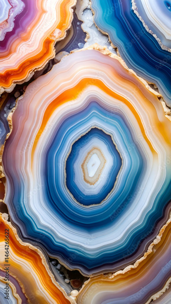 Poster colorful polished stone textures displaying concentric patterns for backgrounds