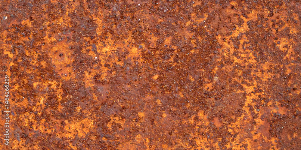 Poster detailed texture of a weathered metallic surface showing brown rust patterns