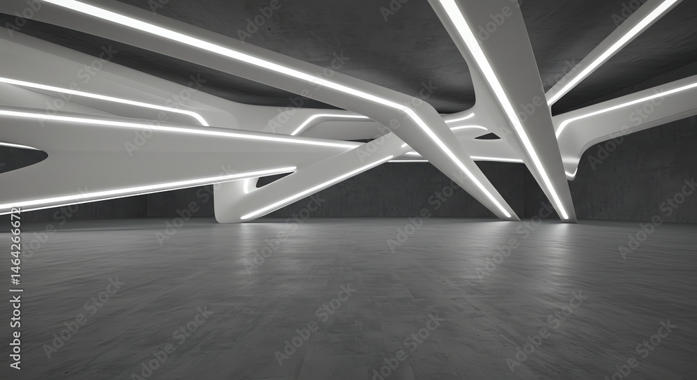 Poster abstract architecture with illuminated structure interior space