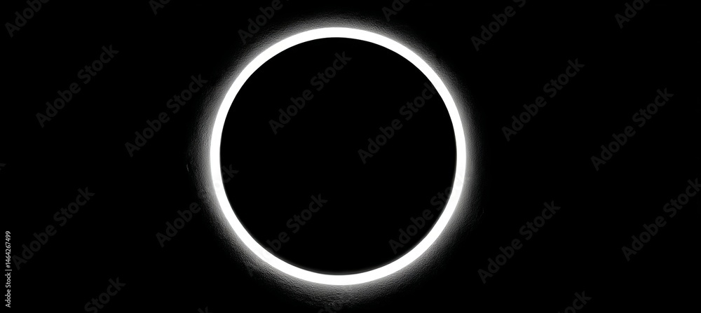 Canvas Prints glowing neon white circular frame on a black background, abstract modern design element