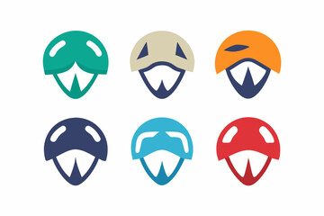 set of Bike Helmet icon silhouette vector illustration