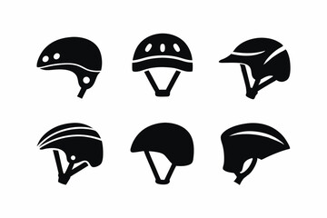 set of Bike Helmet icon silhouette vector illustration