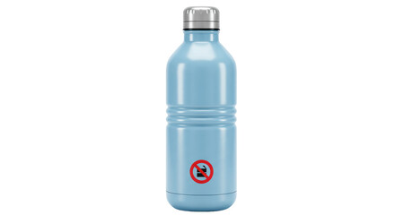Isolated Blue Water Bottle with No Smoking Sign